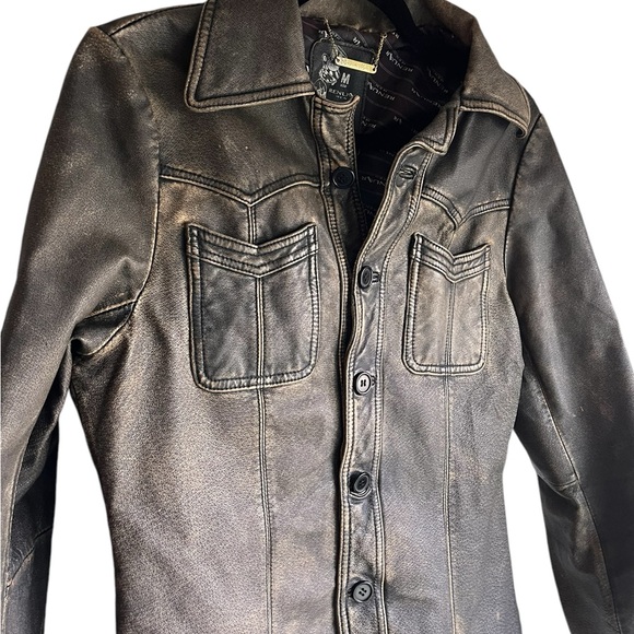 Renaur vintage distressed Biker jacket unisex size medium - Picture 3 of 9